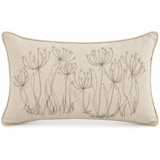 Beige Fennel Flower Cushion Cover