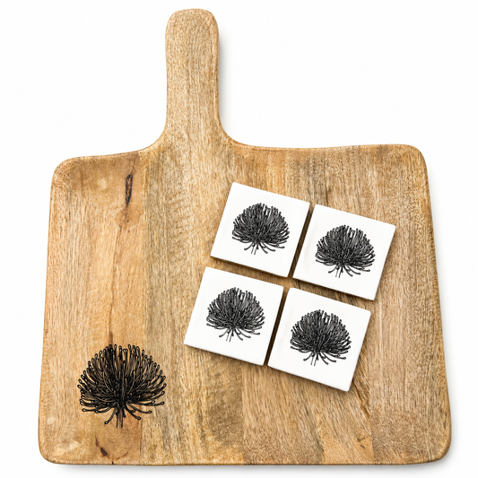 Koyna Wooden Tray With Enamel Bowls-Fynbos