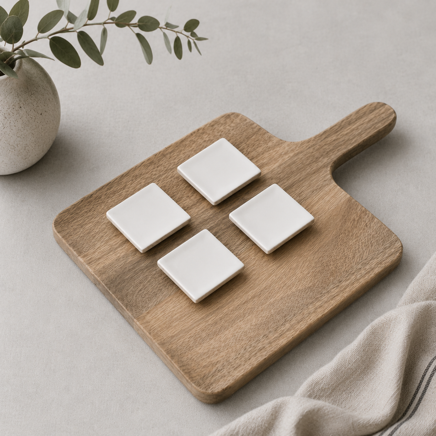 Koyna Wooden Tray with Enamel Bowls-Protea 1