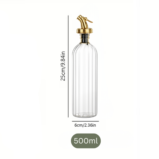 500ml Ribbed Oil Dispenser- Gold Spout