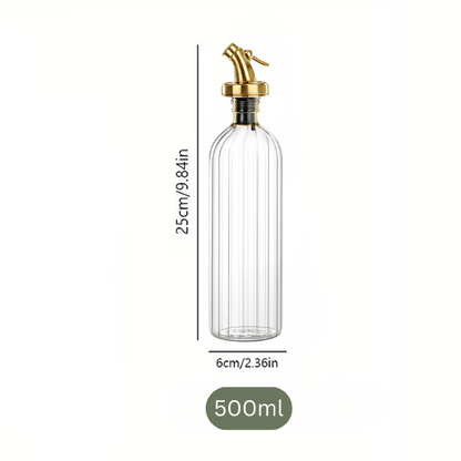 500ml Ribbed Oil Dispenser- Gold Spout