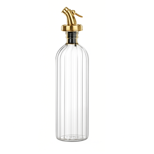 500ml Ribbed Oil Dispenser- Gold Spout